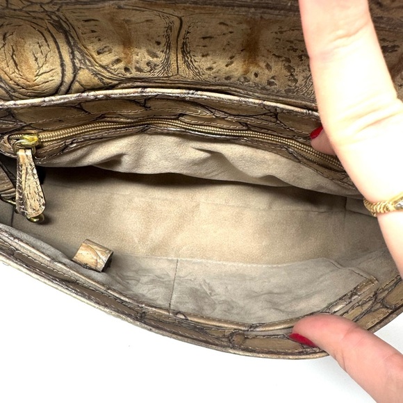 Brahmin Croc-Embossed Leather Shoulder Bag – Chestnut Brown Vintage - Picture 8 of 10